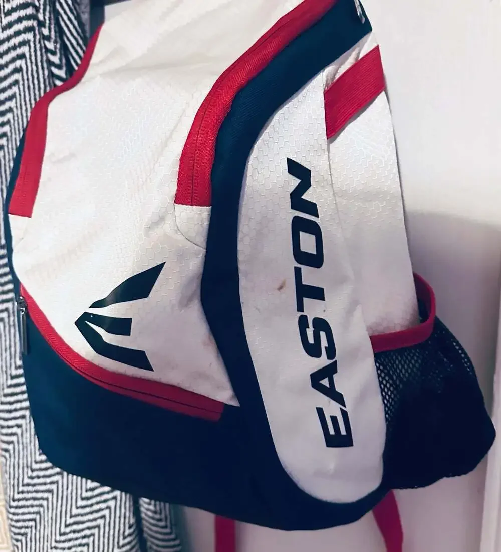 Easton BB/SB Player Backpack White Red Navy Baseball Softball Bag
